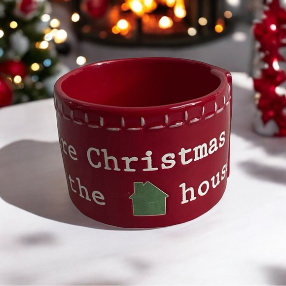 Mud Pie Other - New MUD PIE Christmas Dip Cup Red White Ceramic Bowl Cup Xmas Holiday Decor
